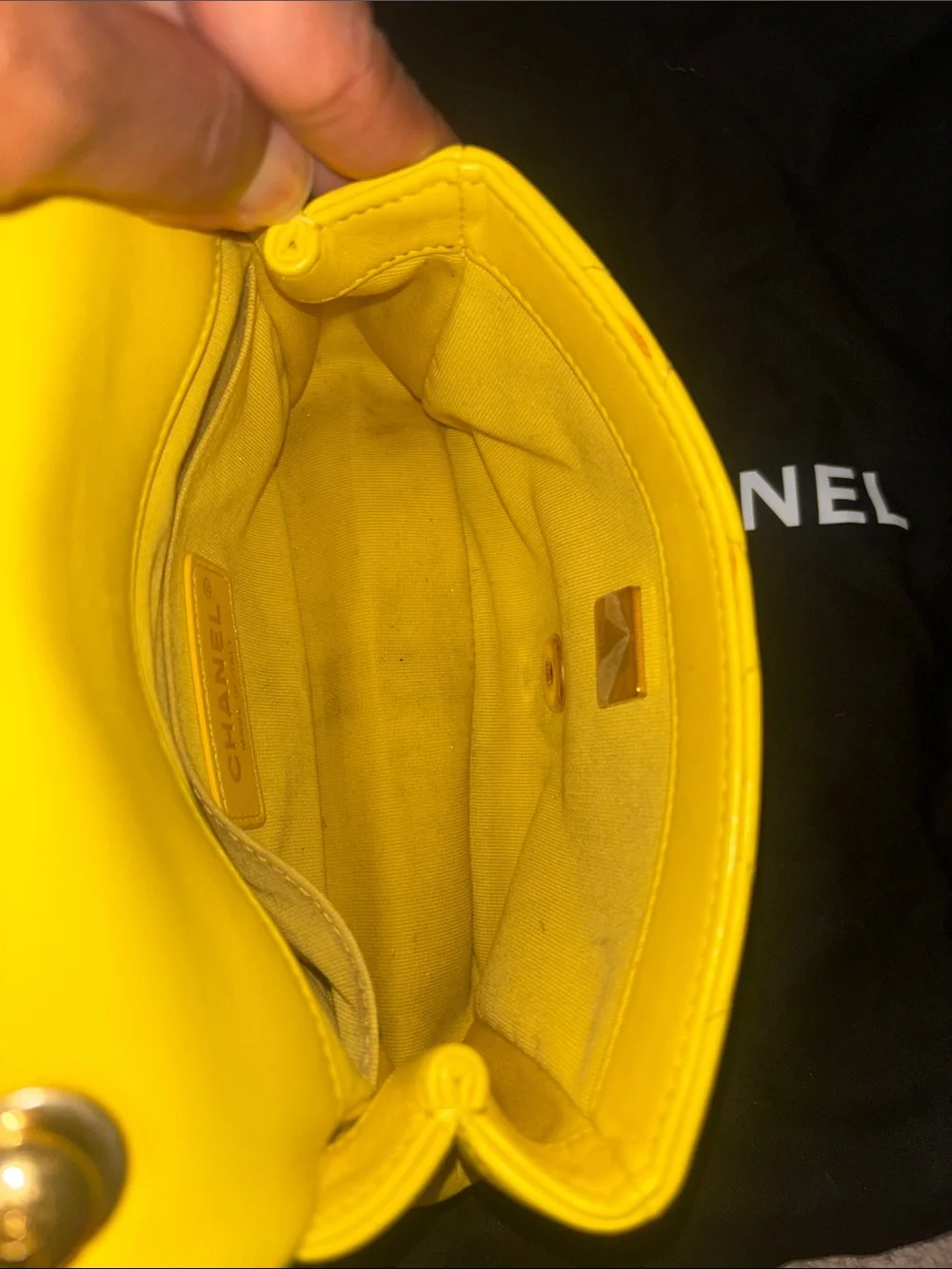 CHANEL Yellow Quilted Lambskin Mini Shoulder Bag with Gold Hardware